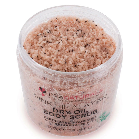 PraNaturals Pink Himalayan Salt Dry Oil Bath Body Scrub Mineral-Rich 500ml