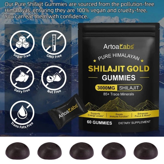 Pure Himalayan Shilajit Gummies Gold 3000MG - 60 Gummy - High Fulvic Acid