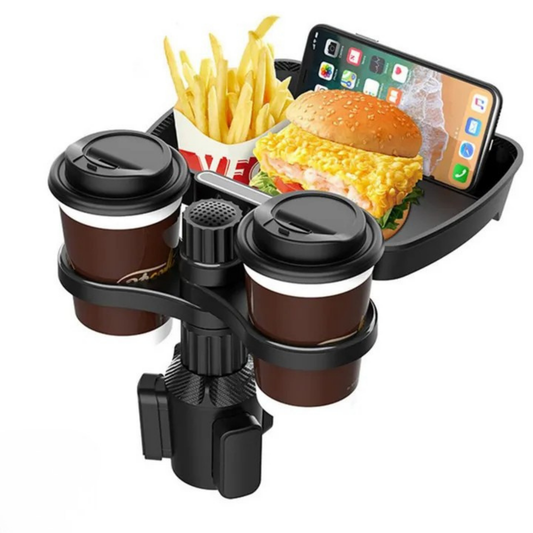Car Cup Holder Tray With Swivel Base 360 Degree Adjustable Car Cup Holder Food Tray Organized 2 Drink Holder For Car Accessories