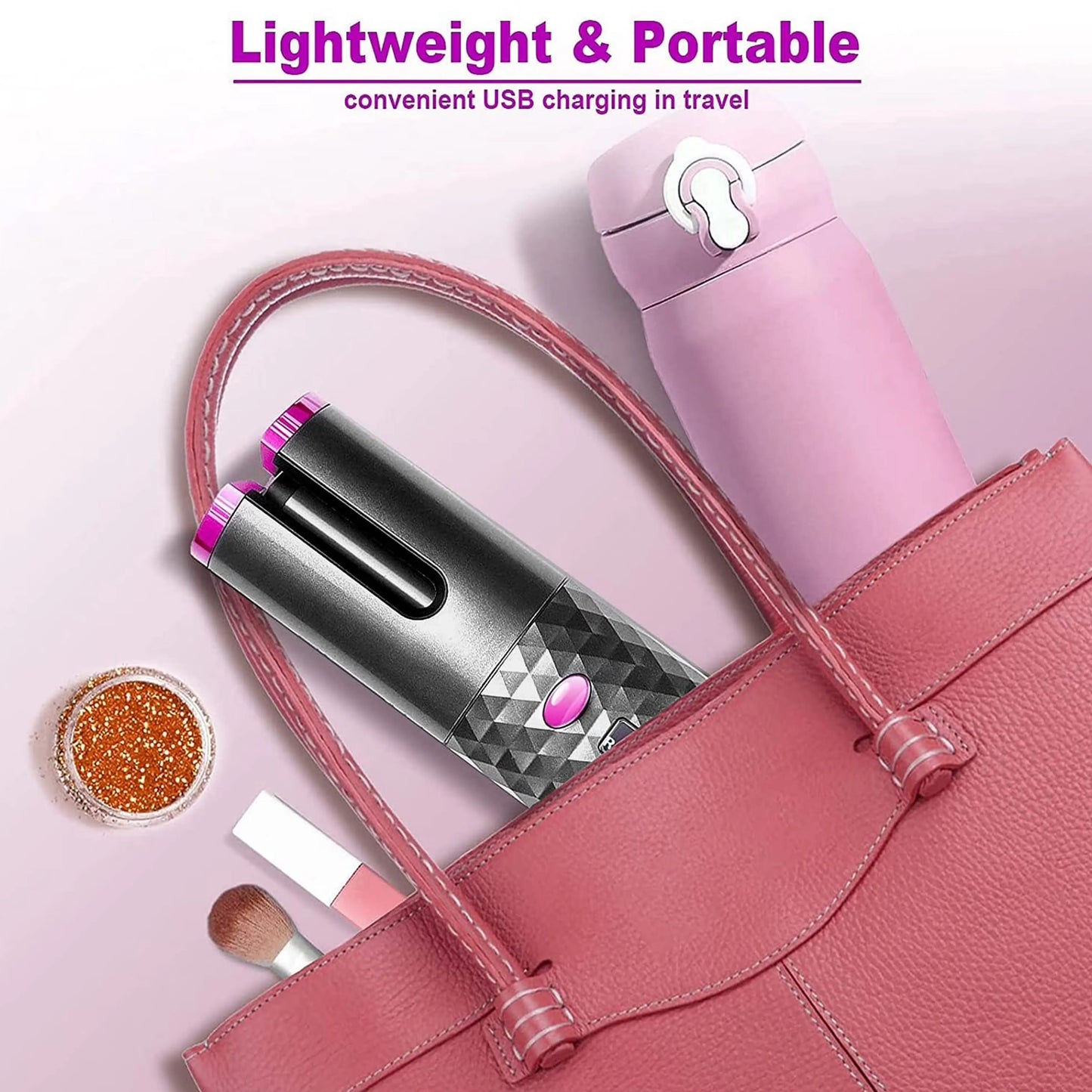 Cordless Automatic Hair Curler Portable Electric Wand Curling Iron Rechargeable Zenifie