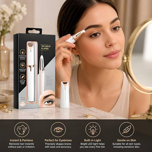 Eyebrow Trimmer & Facial Hair Remover for Women with LED Light