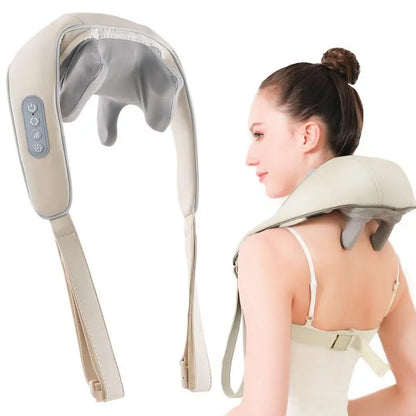 Wireless Neck & Shoulder Massager with Electric Massage Fnction, Portable USB powered Deep Tissue Pad for Office Home Travel Use Neck Shoulder Relaxer