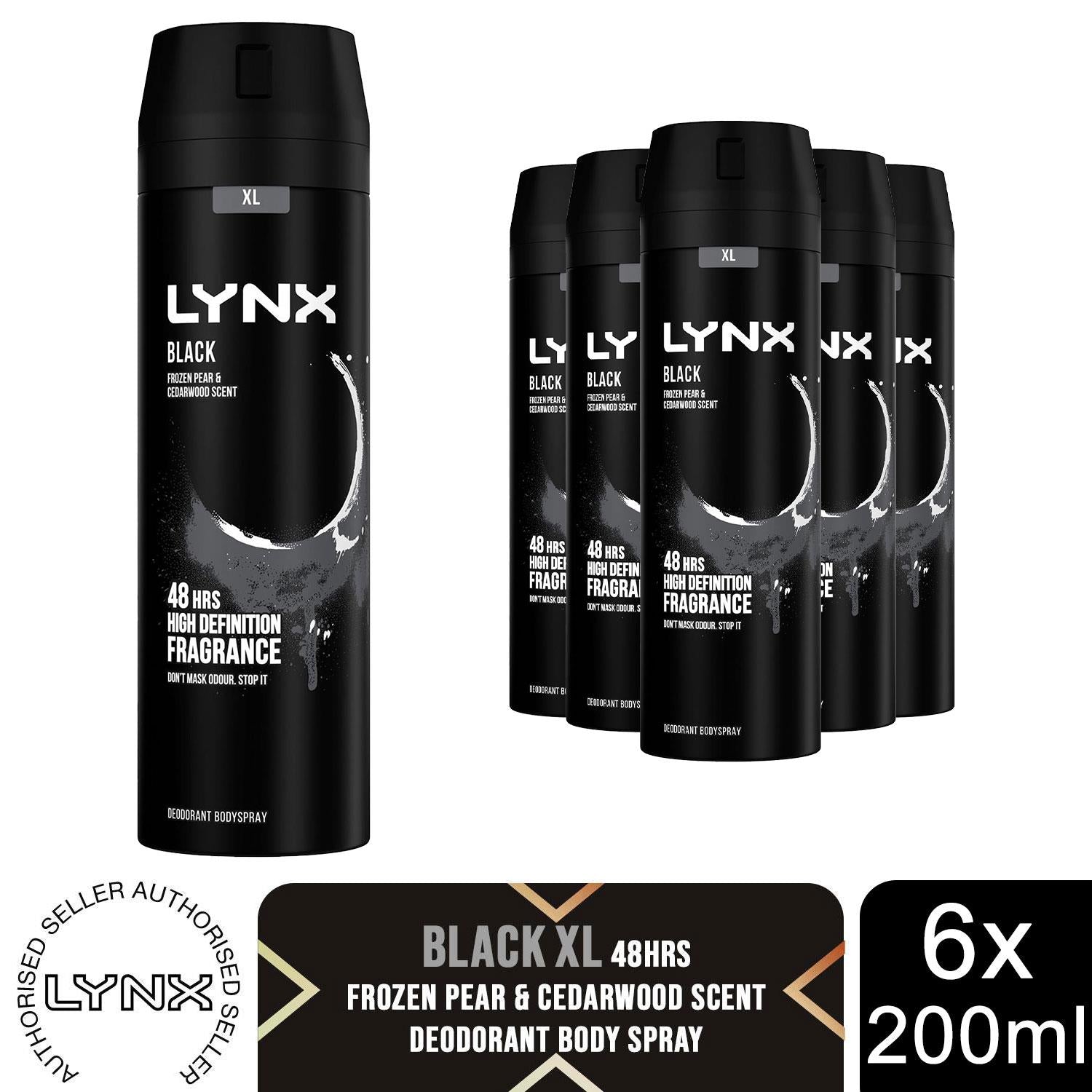 Lynx XL 48-Hour High Definition Fragrance Body Spray Deodorant, 6 Pack, 200ml