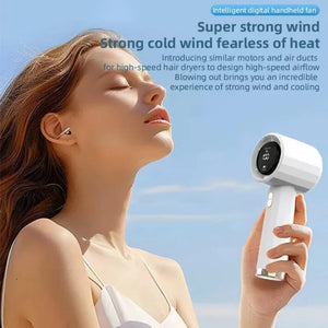 USB Rechargeable Handheld Fan with Digital Display and Adjustable Speed