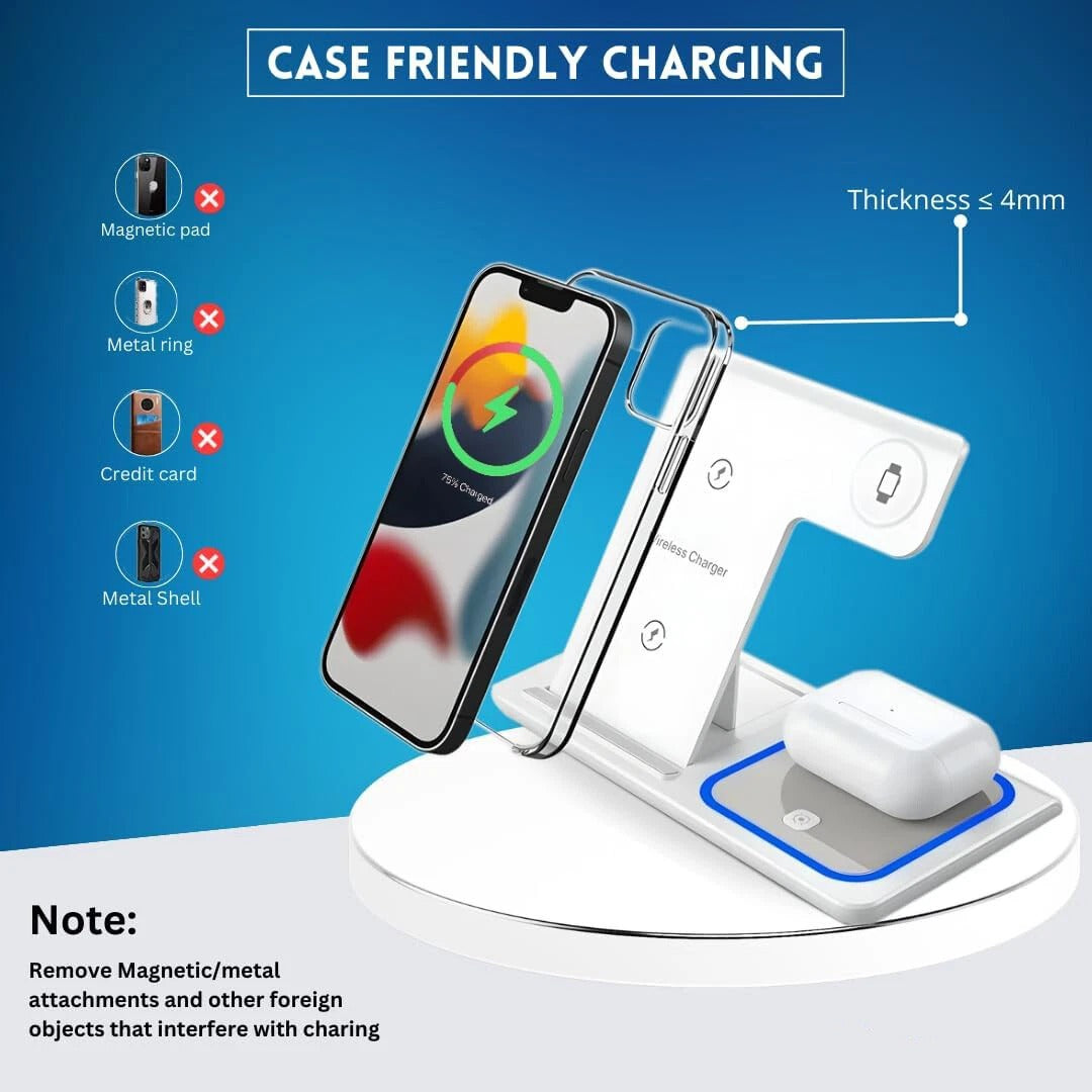 Wireless Charger For iPhone , Apple Watch AirPods 3 in 1 Charging Station Stand