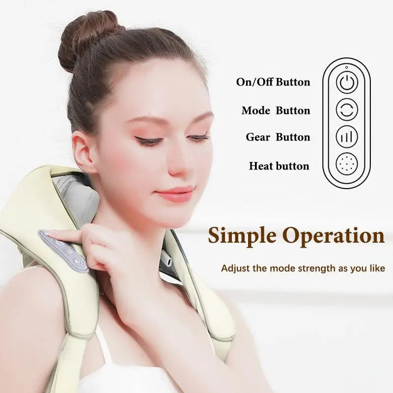 Wireless Neck & Shoulder Massager with Electric Massage Fnction, Portable USB powered Deep Tissue Pad for Office Home Travel Use Neck Shoulder Relaxer