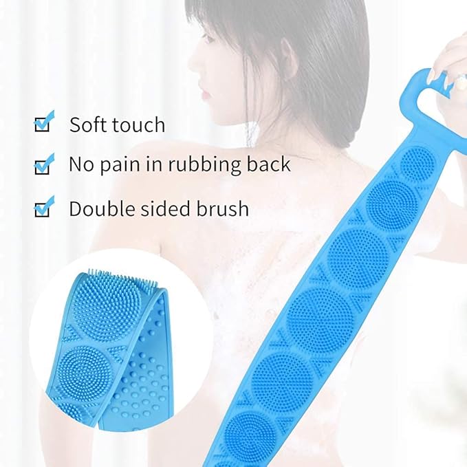 Silicone Bath Body Brush, Exfoliating Long Silicone Body Back Scrubber Zenifie