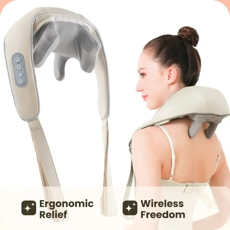 Wireless Neck & Shoulder Massager with Electric Massage Fnction, Portable USB powered Deep Tissue Pad for Office Home Travel Use Neck Shoulder Relaxer