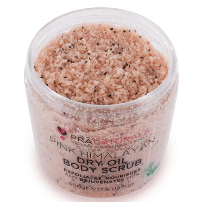 PraNaturals Pink Himalayan Salt Dry Oil Bath Body Scrub Mineral-Rich 500ml