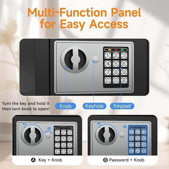 Digital Safe Locker |  Mini Lock Box for Home, Office, Hotel