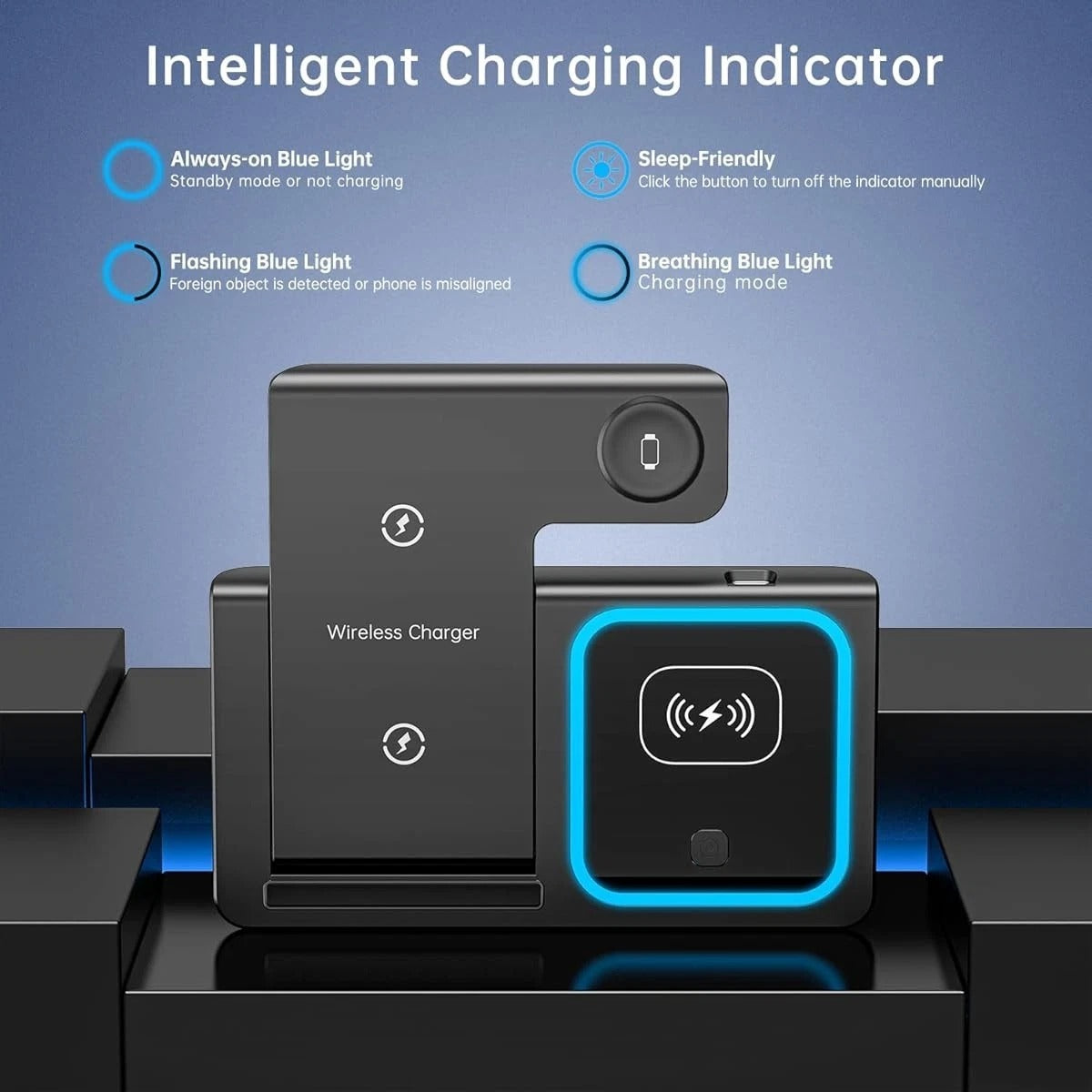 Wireless Charger For iPhone , Apple Watch AirPods 3 in 1 Charging Station Stand