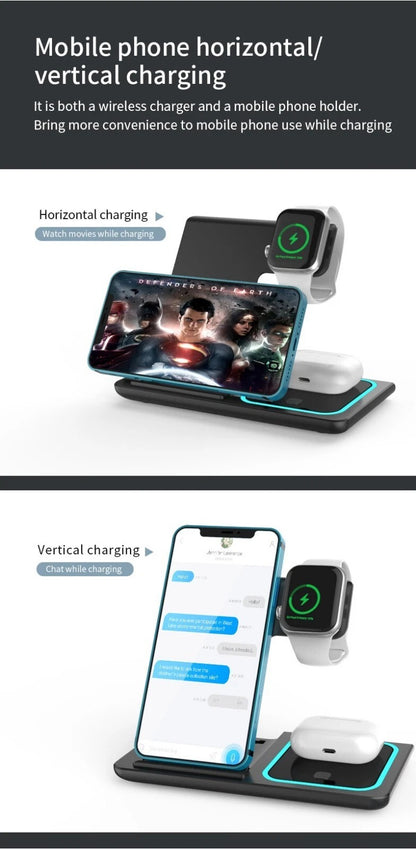 Wireless Charger For iPhone , Apple Watch AirPods 3 in 1 Charging Station Stand