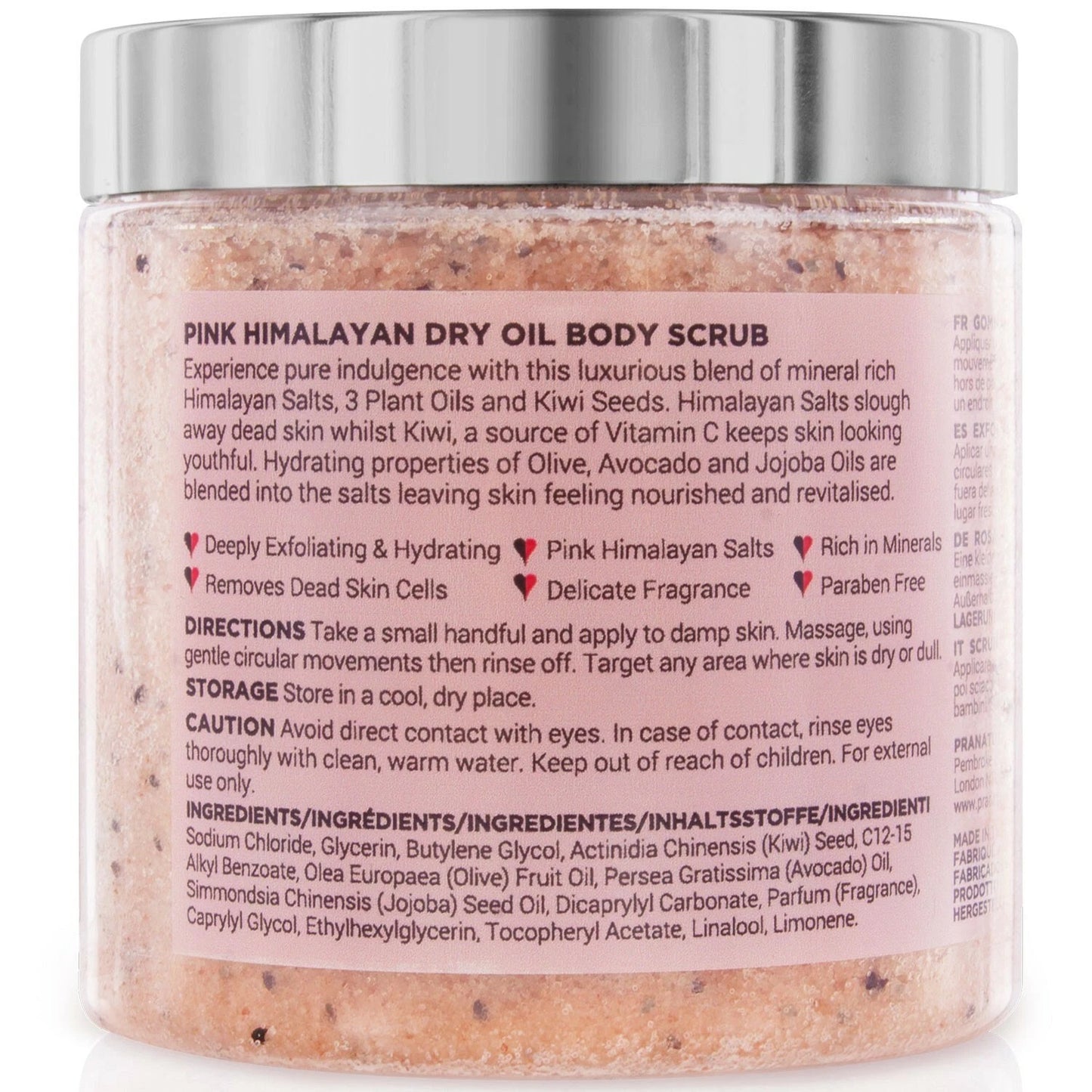 PraNaturals Pink Himalayan Salt Dry Oil Bath Body Scrub Mineral-Rich 500ml