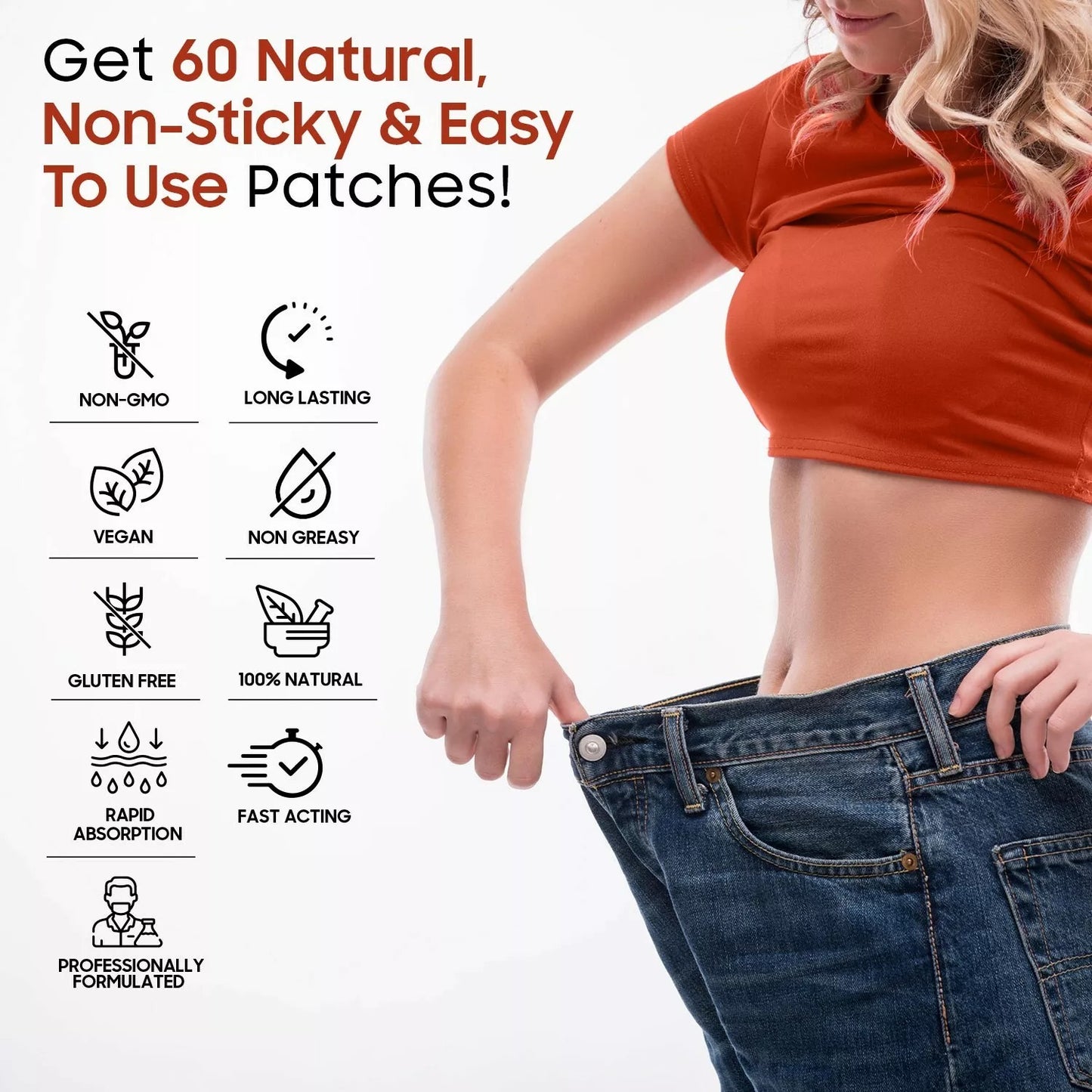 Slimming 60 Patches for Waist,Belly,Thighs, Butt & Other Body Part 2 Months Pack