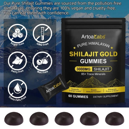 Pure Himalayan Shilajit Gummies Gold 3000MG - 60 Gummy - High Fulvic Acid