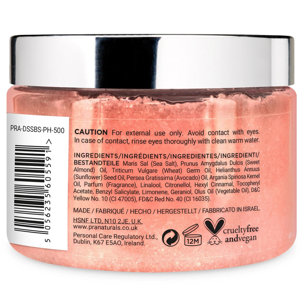 PraNaturals Dead Sea Salt Body Scrub 500g w/ Natural Oils & Minerals No parabens