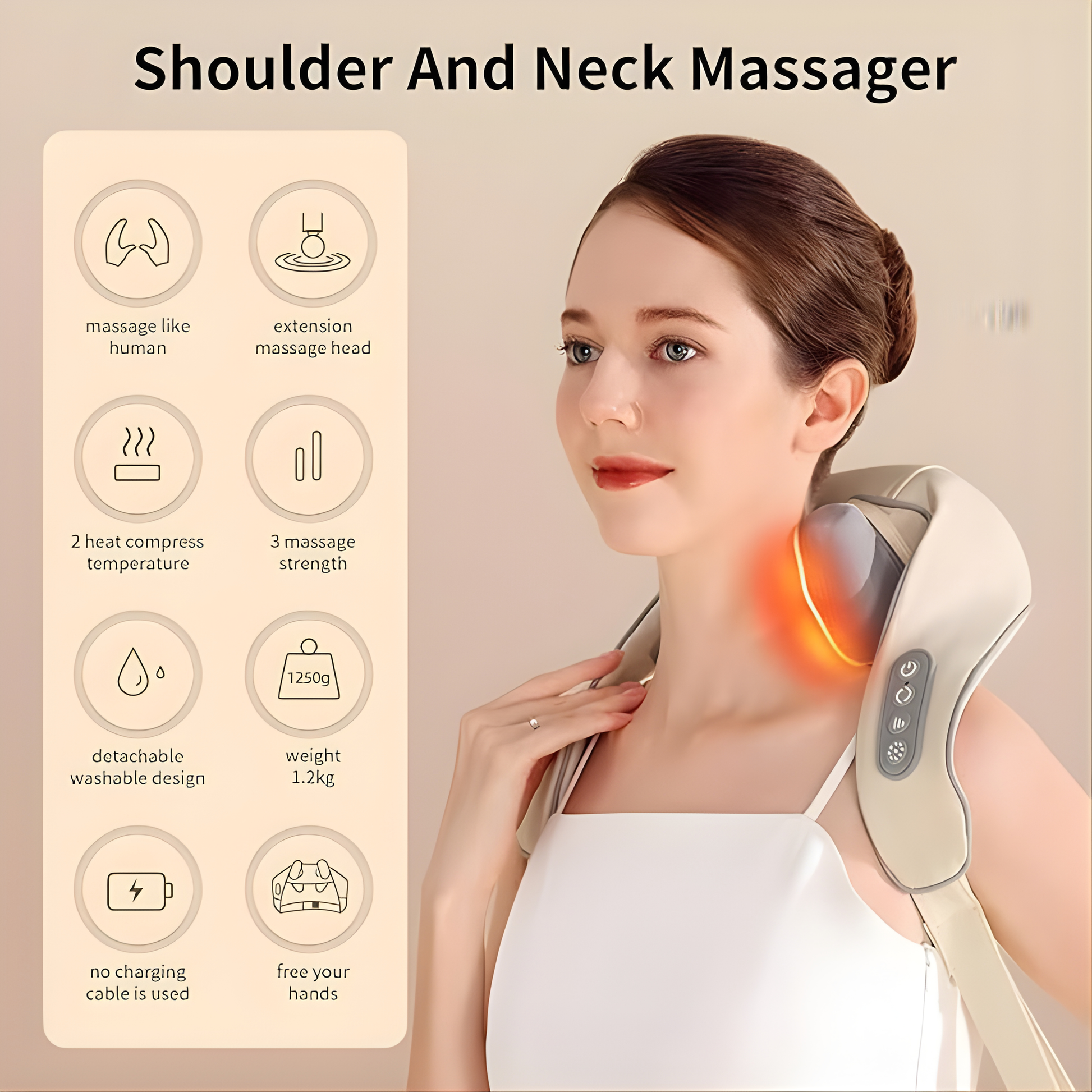 Shiatsu Neck & Back Massager with Heat – Deep Tissue Pain Relief Zenifie