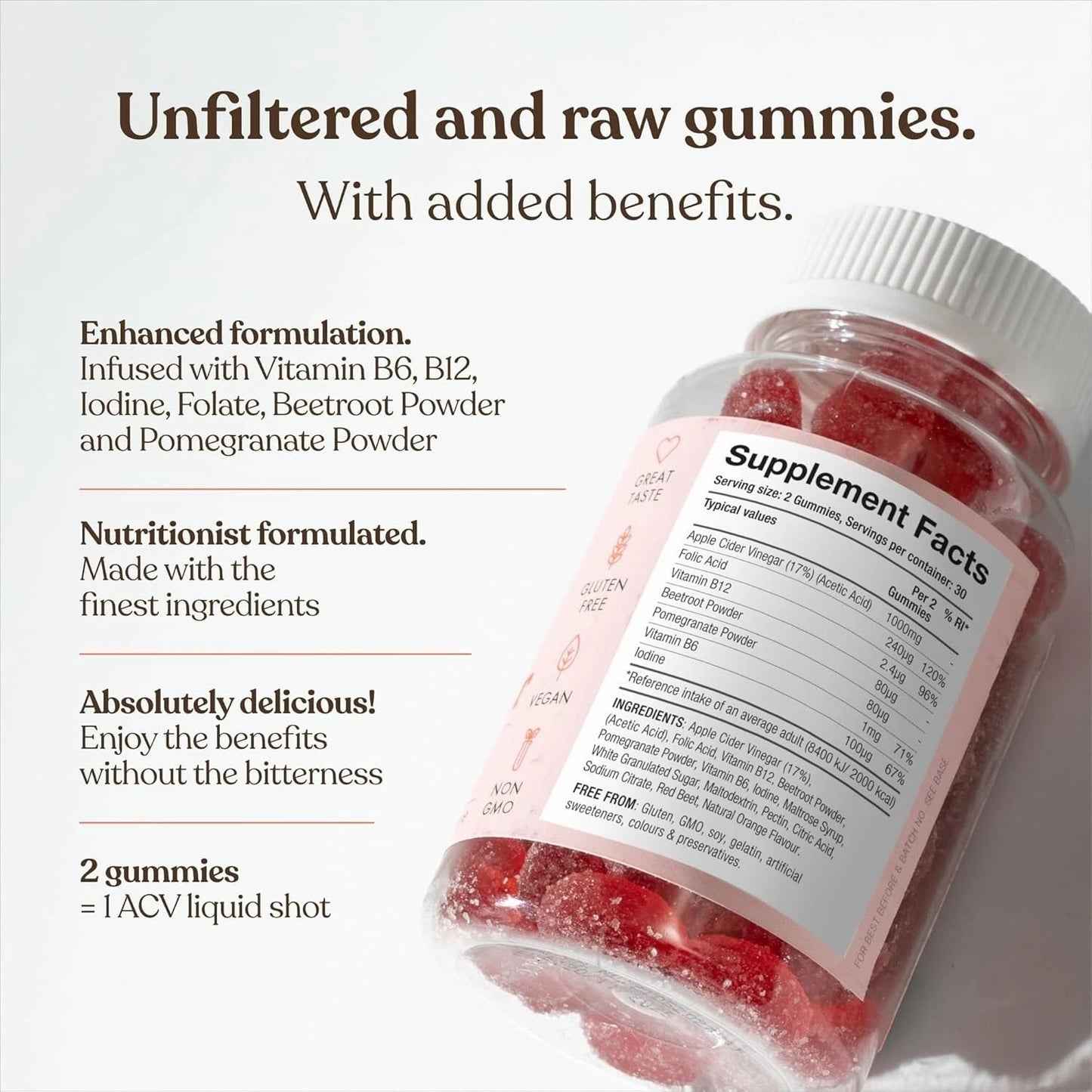 Free Soul Apple Cider Vinegar Dietary Supplement - 60 Gummies