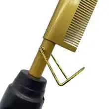 Gold Ceramic Professional Press Comb Fast Heating Hair Straightening Brush for Frizz Free Shine Zenifie
