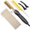 Gold Ceramic Professional Press Comb Fast Heating Hair Straightening Brush for Frizz Free Shine