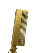 Gold Ceramic Professional Press Comb Fast Heating Hair Straightening Brush for Frizz Free Shine Zenifie