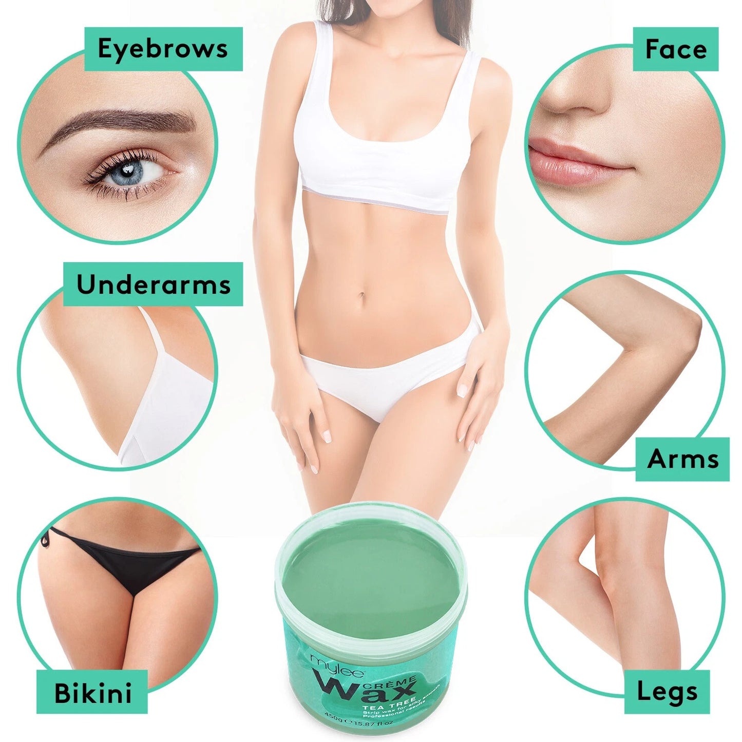 Hair Removal Soft Creme Wax Honey Tea Tree Rose Depilation Waxing 450g Pot