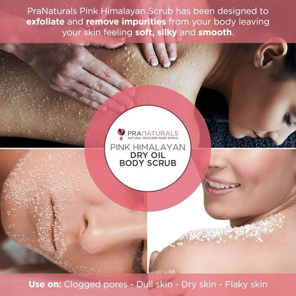 PraNaturals Pink Himalayan Salt Dry Oil Bath Body Scrub Mineral-Rich 500ml