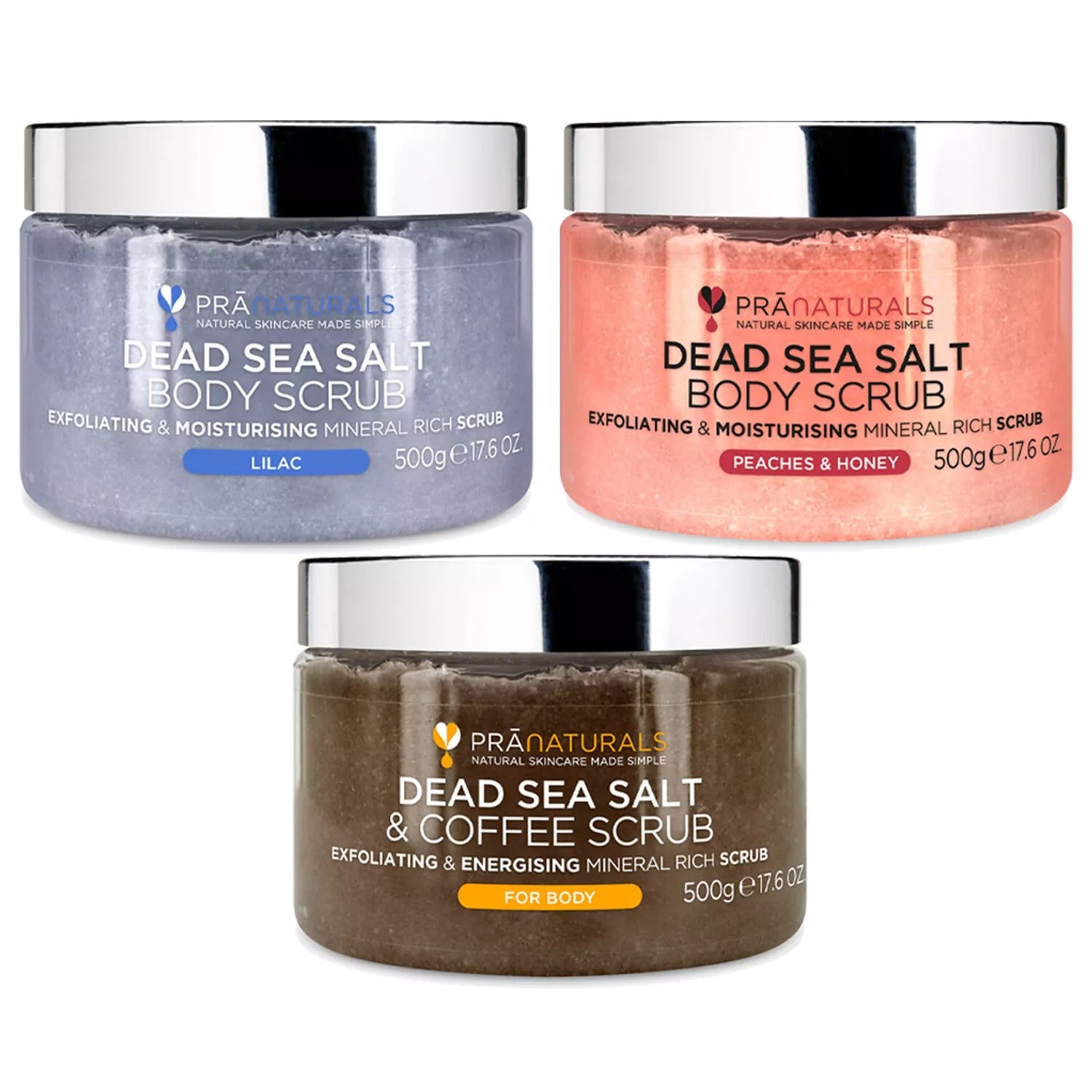 PraNaturals Dead Sea Salt Body Scrub 500g w/ Natural Oils & Minerals No parabens