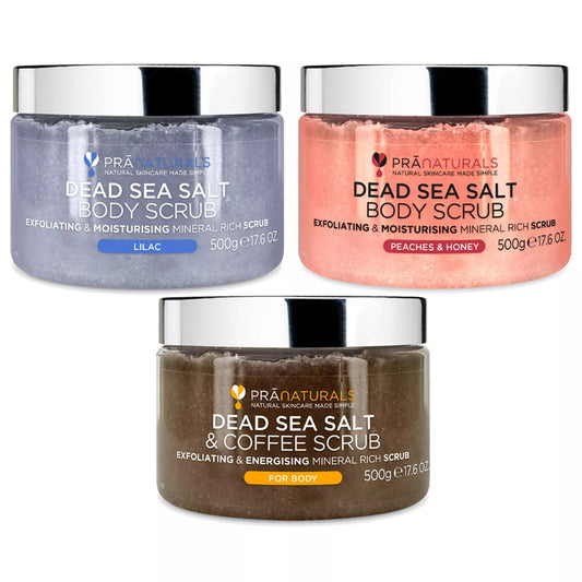 PraNaturals Dead Sea Salt Body Scrub 500g w/ Natural Oils & Minerals No parabens