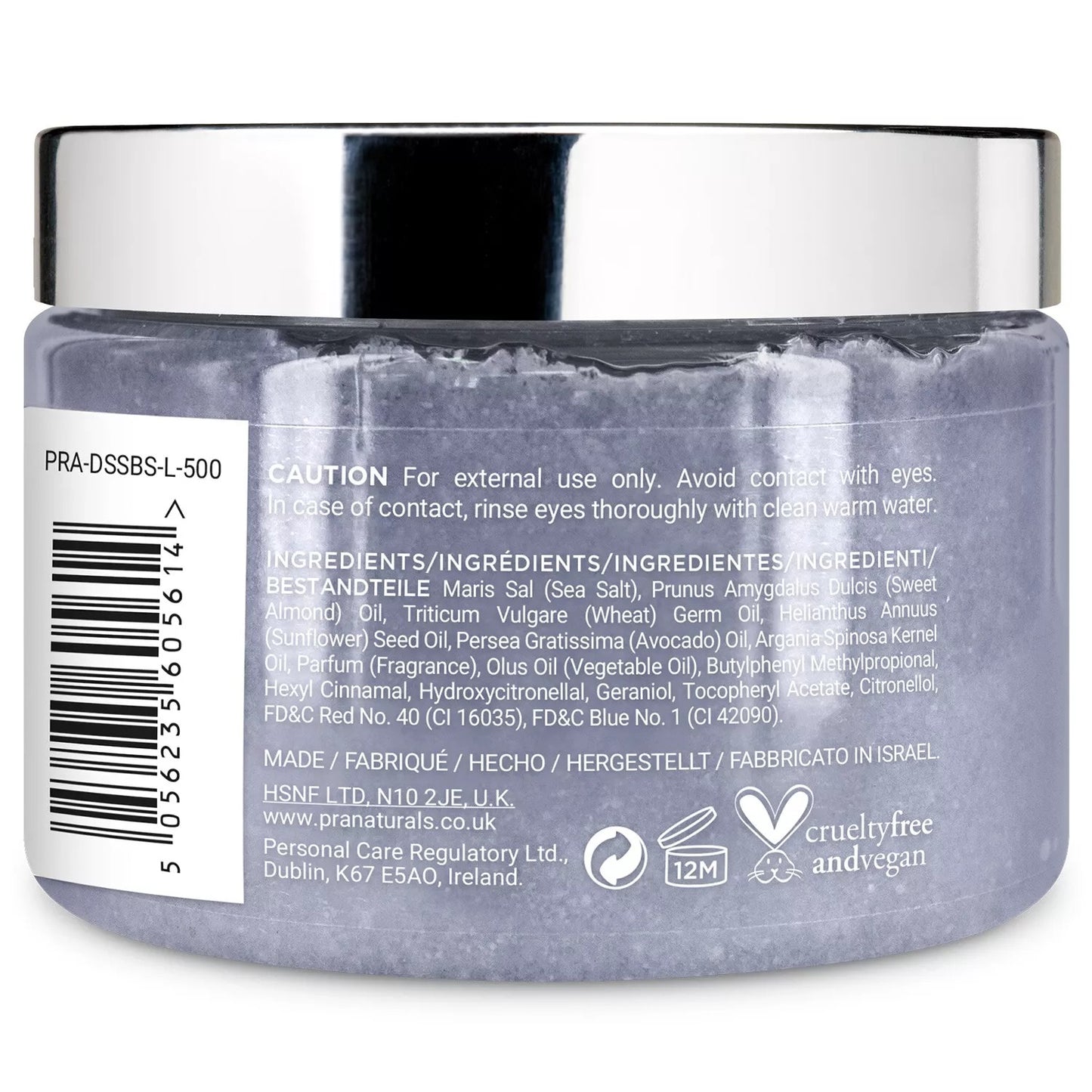 PraNaturals Dead Sea Salt Body Scrub 500g w/ Natural Oils & Minerals No parabens