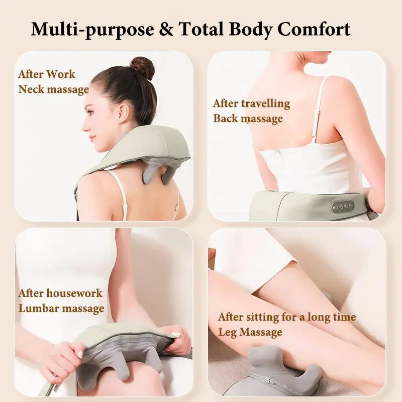 Wireless Neck & Shoulder Massager with Electric Massage Fnction, Portable USB powered Deep Tissue Pad for Office Home Travel Use Neck Shoulder Relaxer