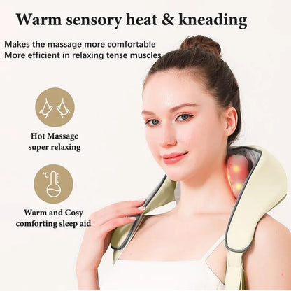 Wireless Neck & Shoulder Massager with Electric Massage Fnction, Portable USB powered Deep Tissue Pad for Office Home Travel Use Neck Shoulder Relaxer