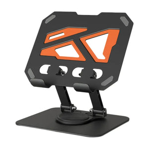 Adjustable Desktop Tablet Holder with 360° Rotating Base and Built-in Storage Stand