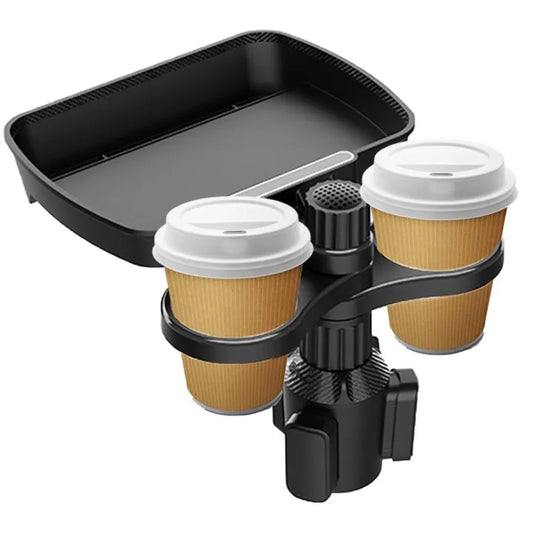Car Cup Holder Tray With Swivel Base 360 Degree Adjustable Car Cup Holder Food Tray Organized 2 Drink Holder For Car Accessories