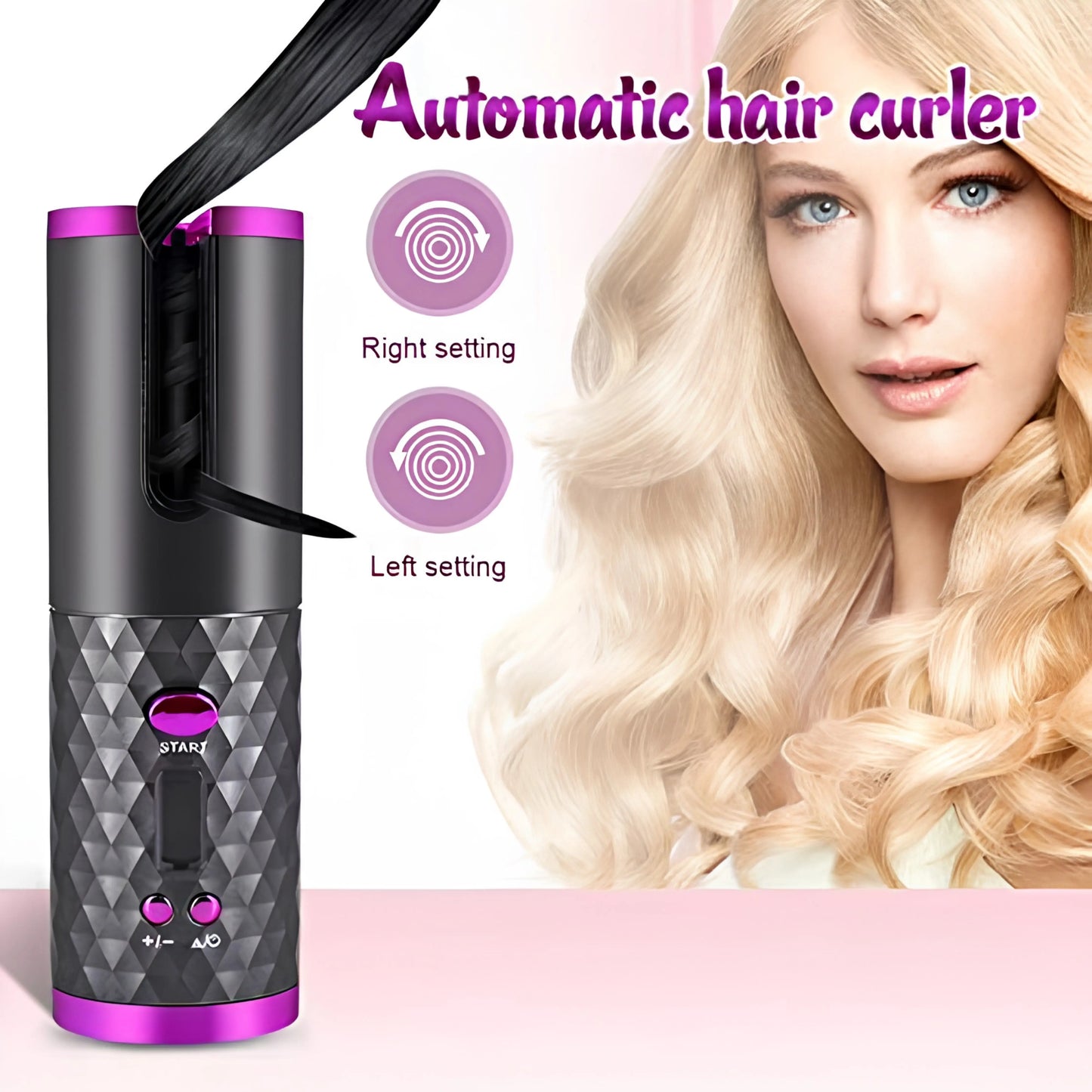 Cordless Automatic Hair Curler Portable Electric Wand Curling Iron Rechargeable Zenifie