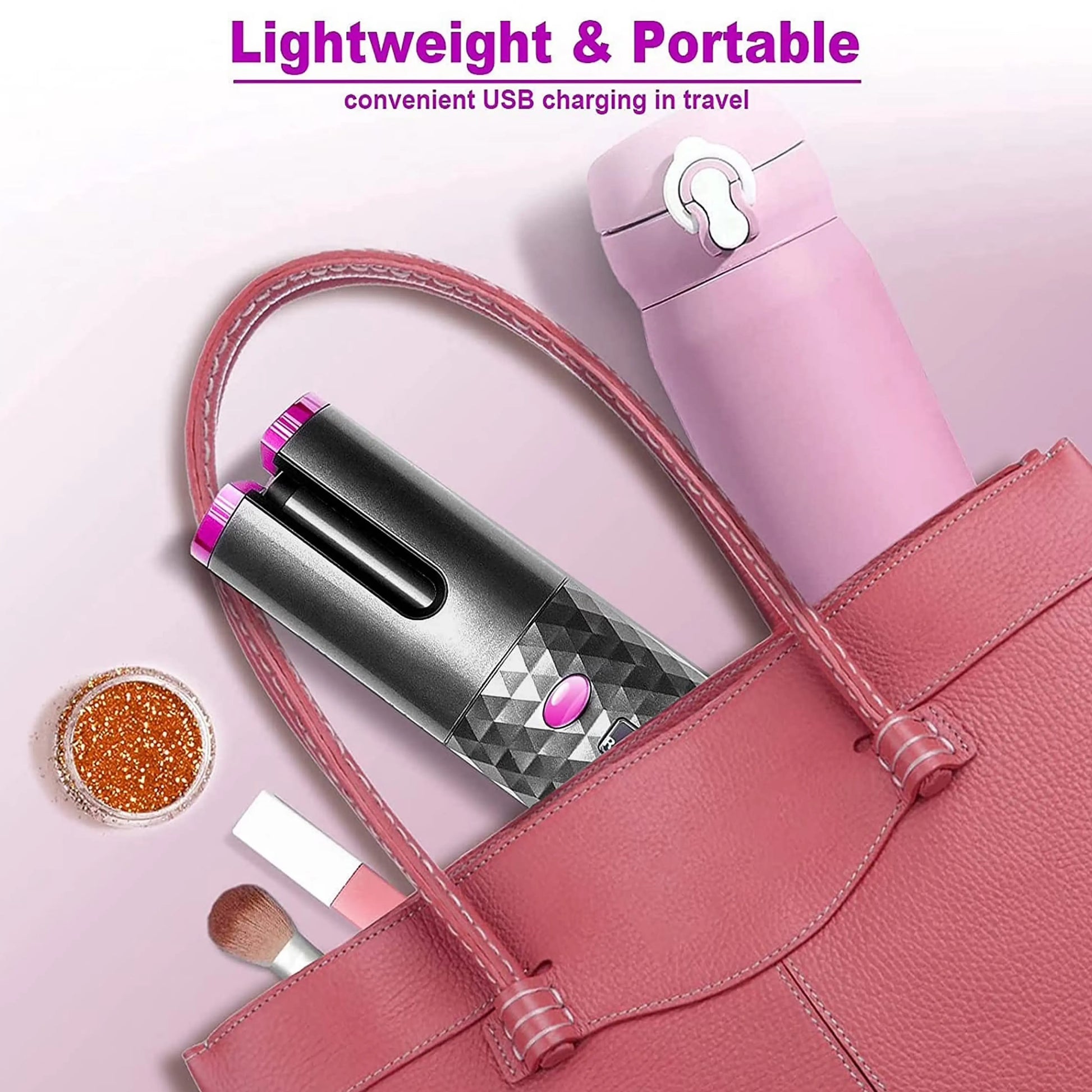 Cordless Automatic Hair Curler Portable Electric Wand Curling Iron Rechargeable Zenifie