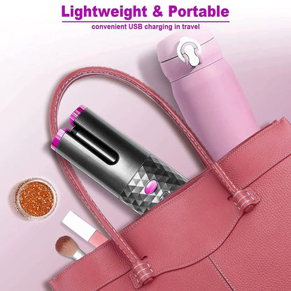 Cordless Automatic Hair Curler Portable Electric Wand Curling Iron Rechargeable Zenifie