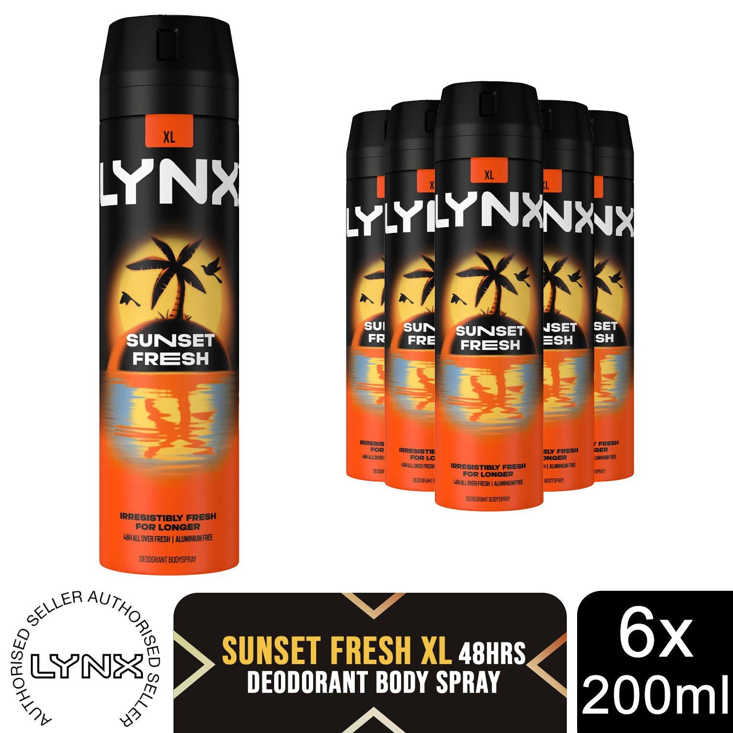 Lynx XL 48-Hour High Definition Fragrance Body Spray Deodorant, 6 Pack, 200ml