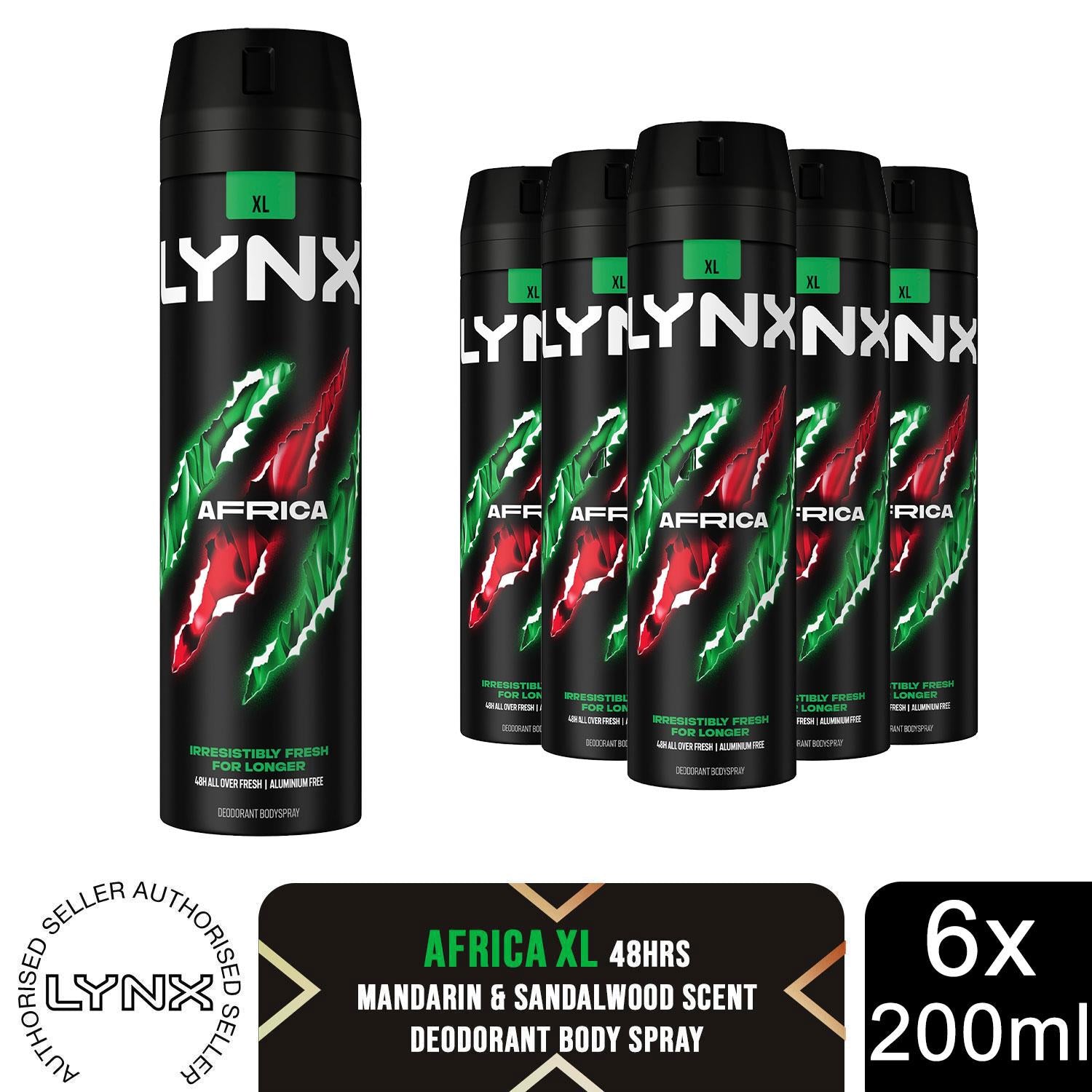 Lynx XL 48-Hour High Definition Fragrance Body Spray Deodorant, 6 Pack, 200ml