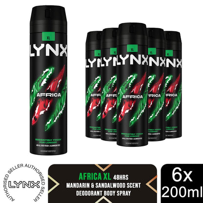 Lynx XL 48-Hour High Definition Fragrance Body Spray Deodorant, 6 Pack, 200ml