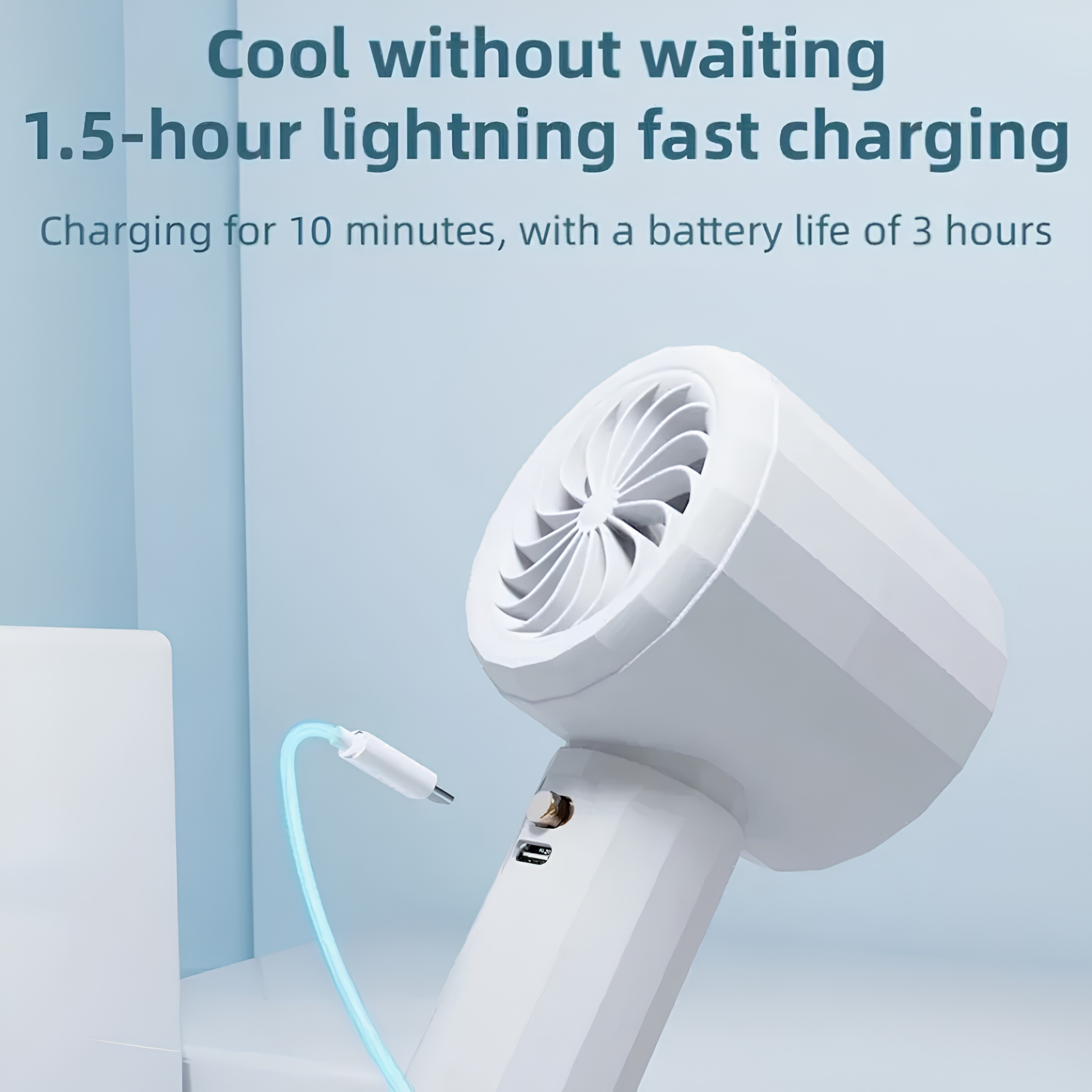 USB Rechargeable Handheld Fan with Digital Display and Adjustable Speed Zenifie