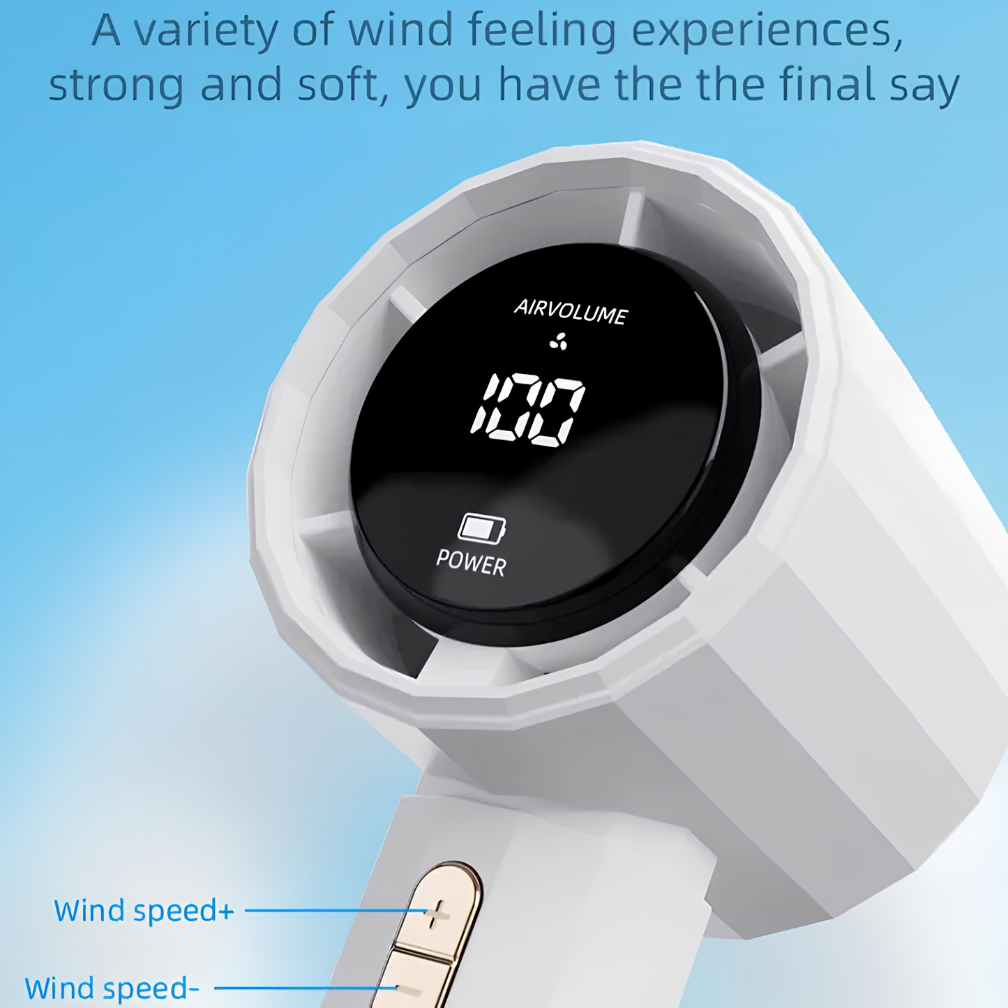 USB Rechargeable Handheld Fan with Digital Display and Adjustable Speed Zenifie