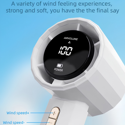 USB Rechargeable Handheld Fan with Digital Display and Adjustable Speed Zenifie