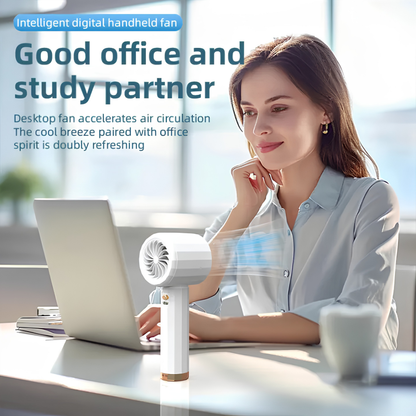 USB Rechargeable Handheld Fan with Digital Display and Adjustable Speed Zenifie