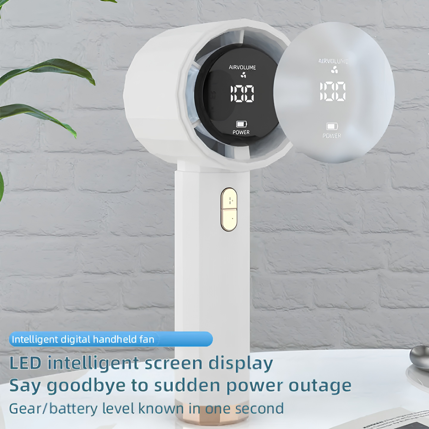 USB Rechargeable Handheld Fan with Digital Display and Adjustable Speed Zenifie