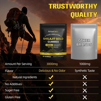 Pure Himalayan Shilajit Gummies Gold 3000MG - 60 Gummy - High Fulvic Acid
