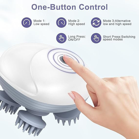 Electric Scalp Massager – Cordless Deep Kneading Head Massager with 3 Intensity Levels & USB Rechargeable Zenifie