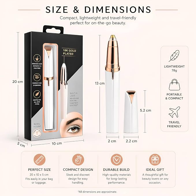 Eyebrow Trimmer & Facial Hair Remover for Women with LED Light