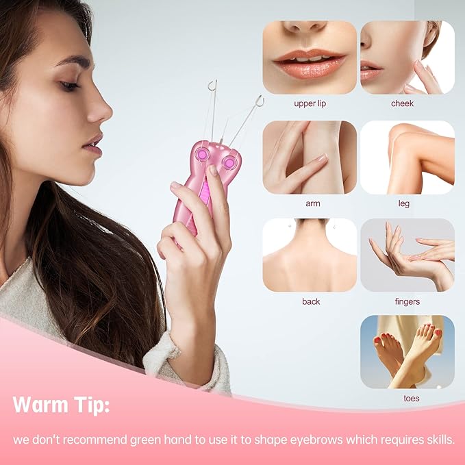 Electric Facial Threading Hair Remover – Automatic Thread Epilator for Face, Upper Lip, Chin & Body