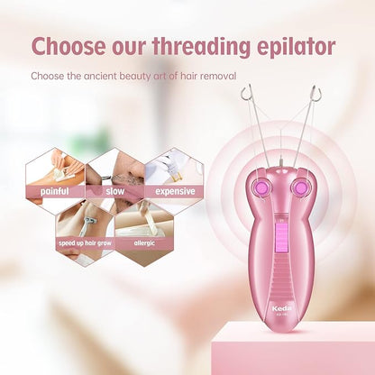 Electric Facial Threading Hair Remover – Automatic Thread Epilator for Face, Upper Lip, Chin & Body